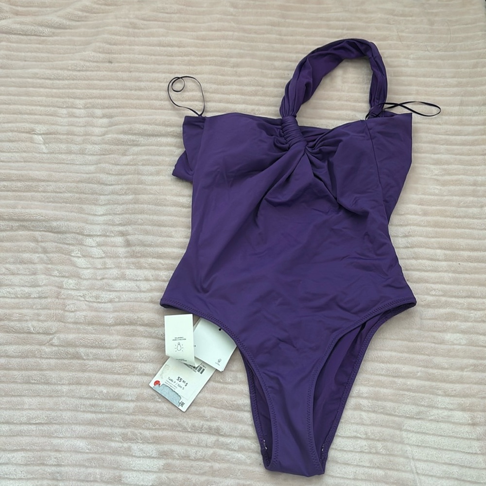 Zara One Piece Asmmetrical Swimsuit - Size Small, Purple